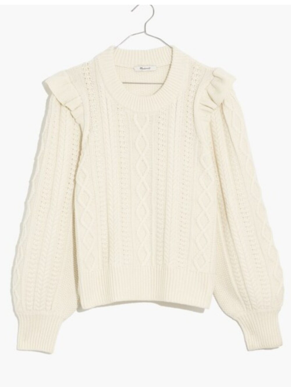 Madewell Hollydene Ruffle Sweater Size Medium Cream